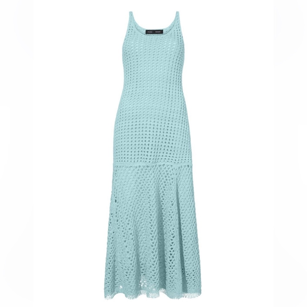 Proenza Schouler Baby Blue Knit Open Boucle Midi Dress